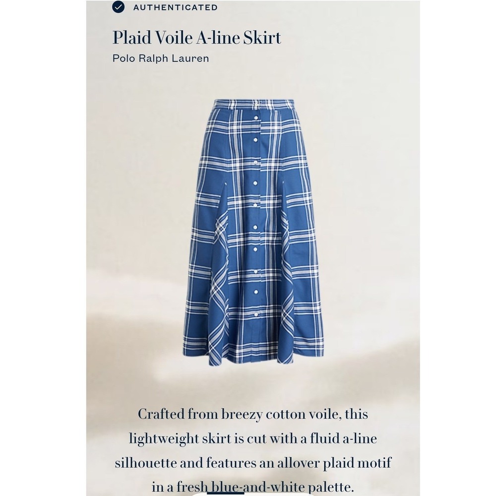 Polo by Ralph Lauren Blue Plaid Midi Skirt - Picture 4 of 13